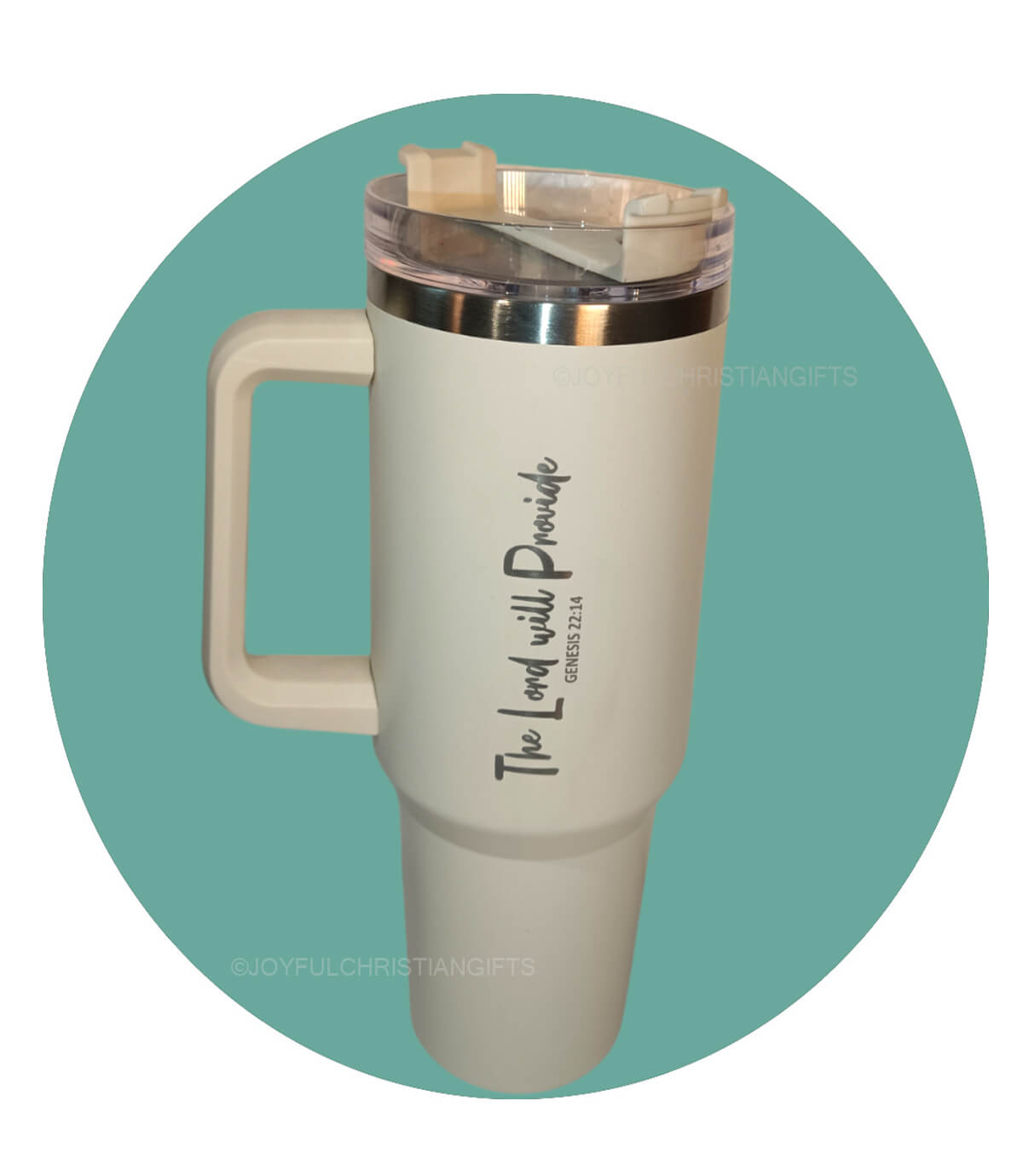 White Color 1200 ml Car Travel Mug with Bible verse The Lord will Provide Genesis 22 verse 14 White Color 1200 ml Car Travel Mug with Bible verse The Lord will Provide Genesis 22 verse 14