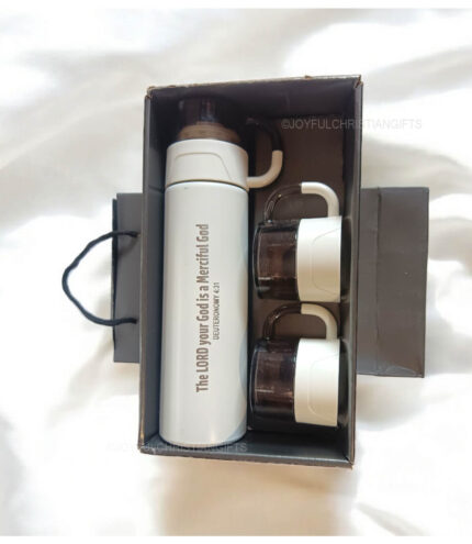 The Lord your God is a Merciful God Deuteronomy 4 verse 31 and He will not forsake you Deuteronomy 4 verse 31 Premium Flask set with Bible verse