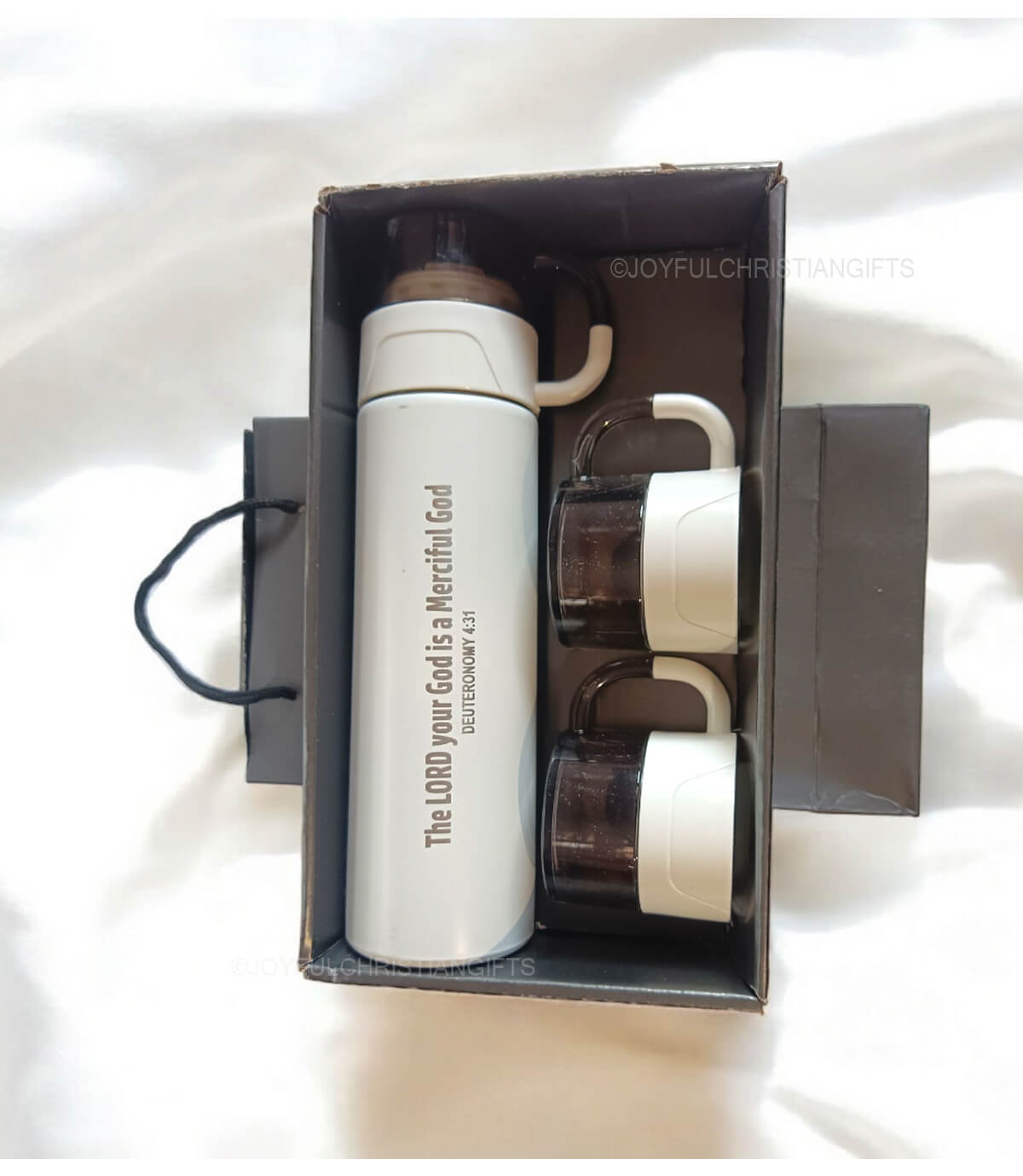 The Lord your God is a Merciful God Deuteronomy 4 verse 31 and He will not forsake you Deuteronomy 4 verse 31 Premium Flask set with Bible verse The Lord your God is a Merciful God Deuteronomy 4 verse 31 and He will not forsake you Deuteronomy 4 verse 31 Premium Flask set with Bible verse