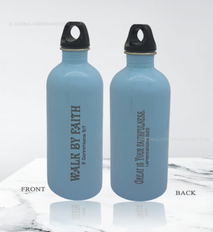 Walk by Faith and Great is your Faithfulness Bible verse sipper bottle 350 ml