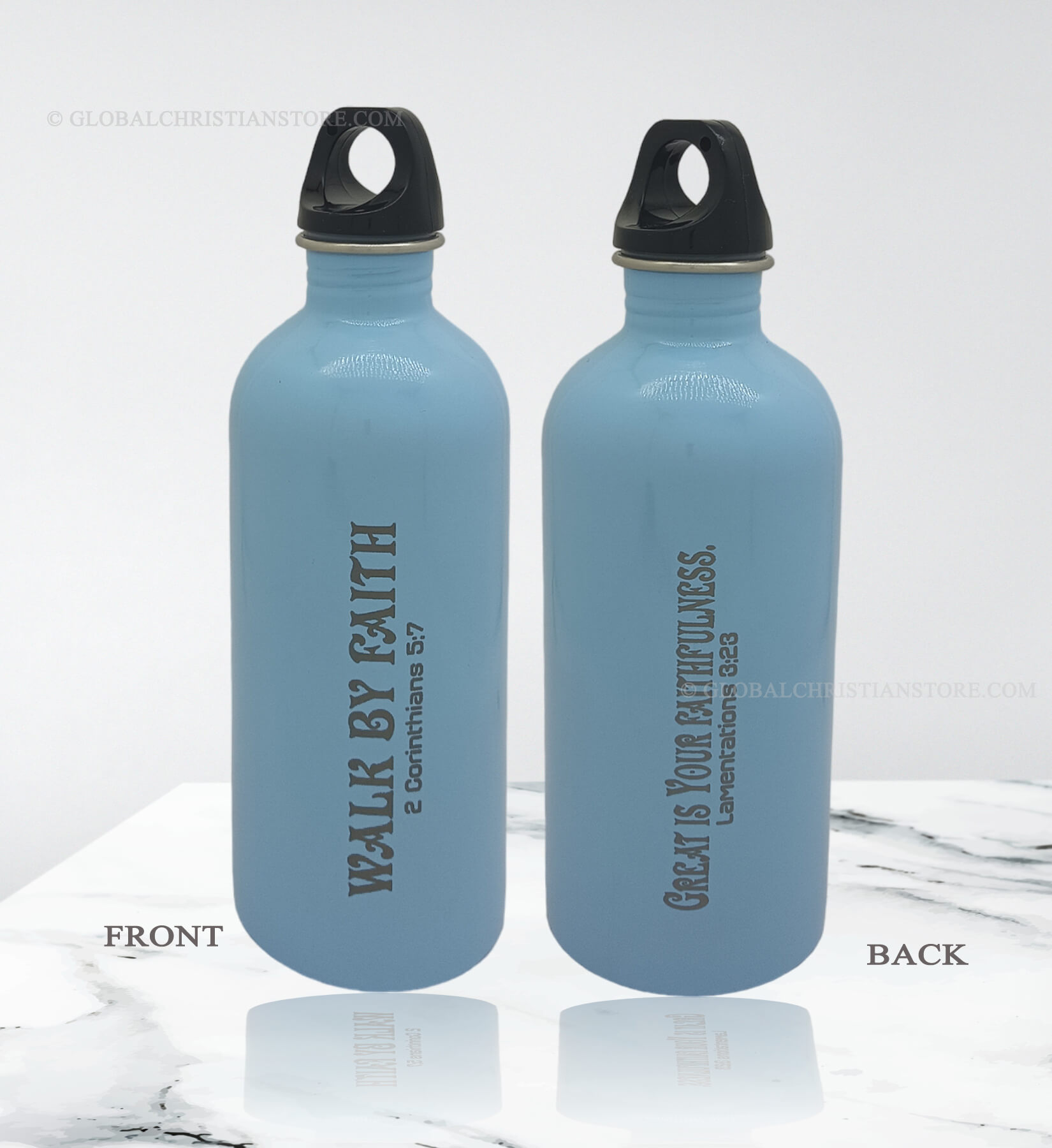 Walk by Faith and Great is your Faithfulness Bible verse sipper bottle 350 ml Walk by Faith and Great is your Faithfulness Bible verse sipper bottle 350 ml