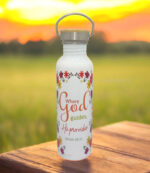 The Lord will stand with you and give you Strength 2 Tim 4 v 17 and Where God Guides He Provides Christian Carryon Steel Bottle - Image 2