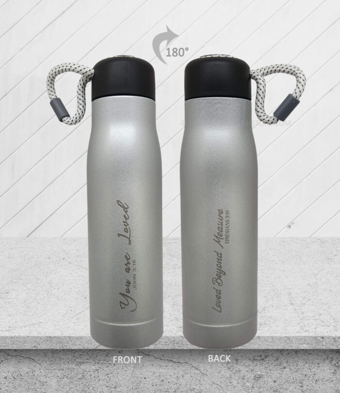 You are Loved and Loved beyond Measure Bible verse Rope Flask - Image 2