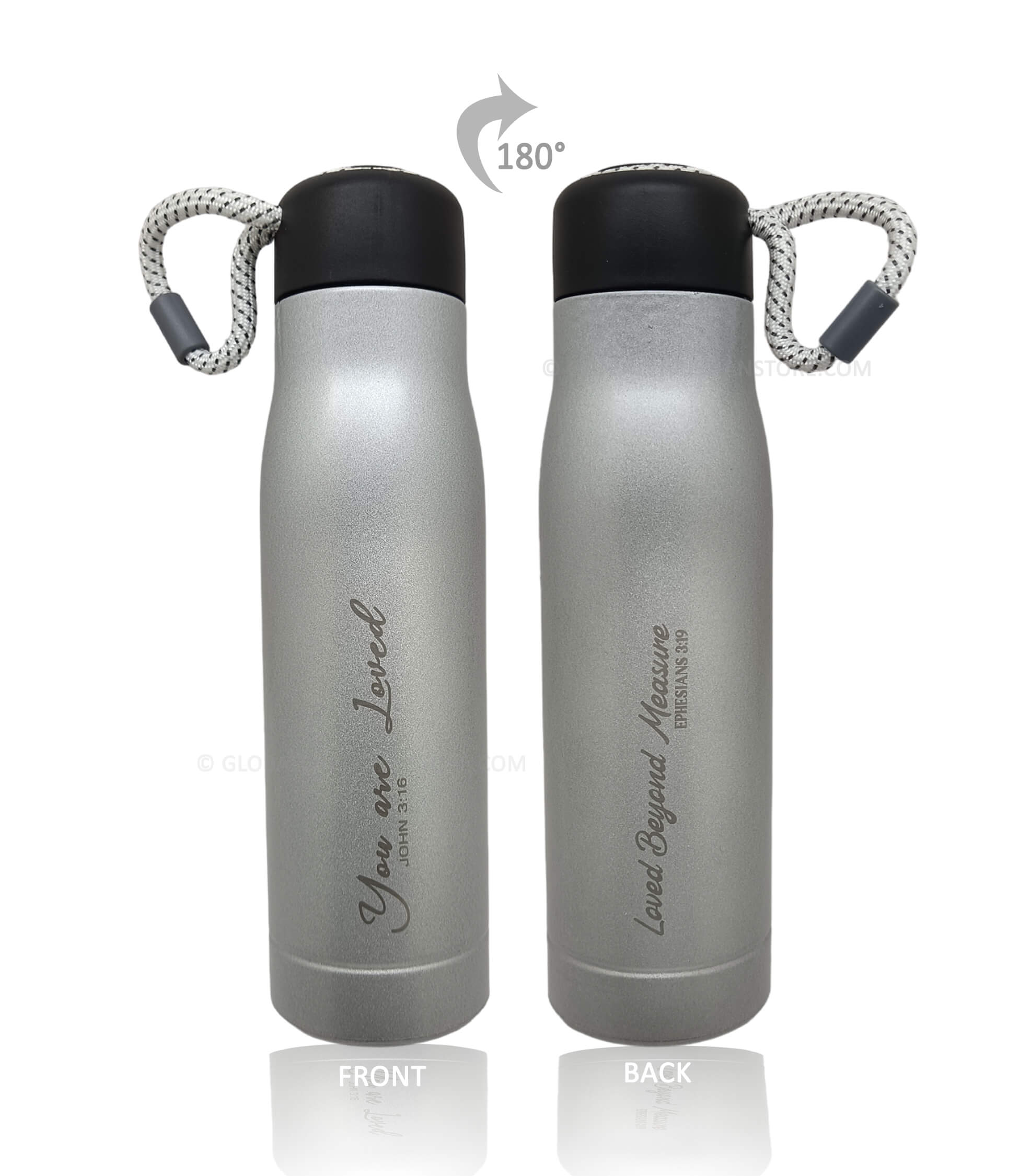 You are Loved and Loved beyond Measure Bible verse Rope Flask