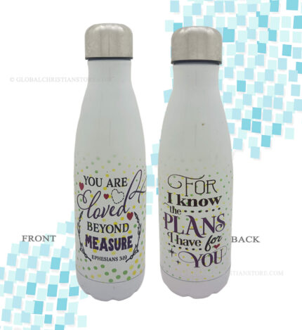 You are loved beyond Measure Ephesians 3 verse 19 and For I know the plans I have for you Christian Coke Flask