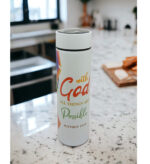 God is in Control and His timing is Perfect and with God all things are possible Christian LED Flask - Image 2