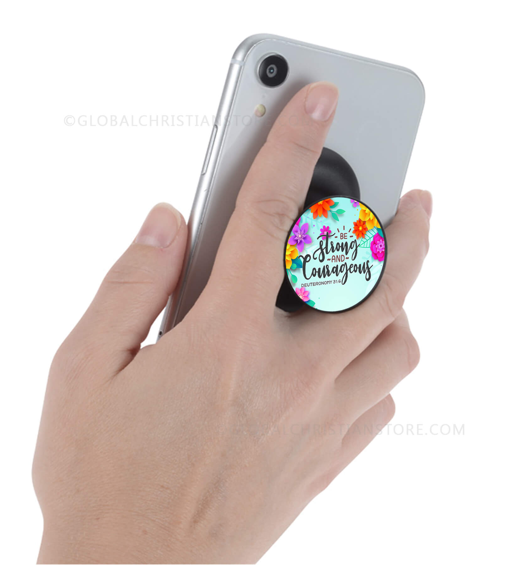 Be Strong and Courageous Deuteronomy 31 verse 6 Christian Mobile Popsocket