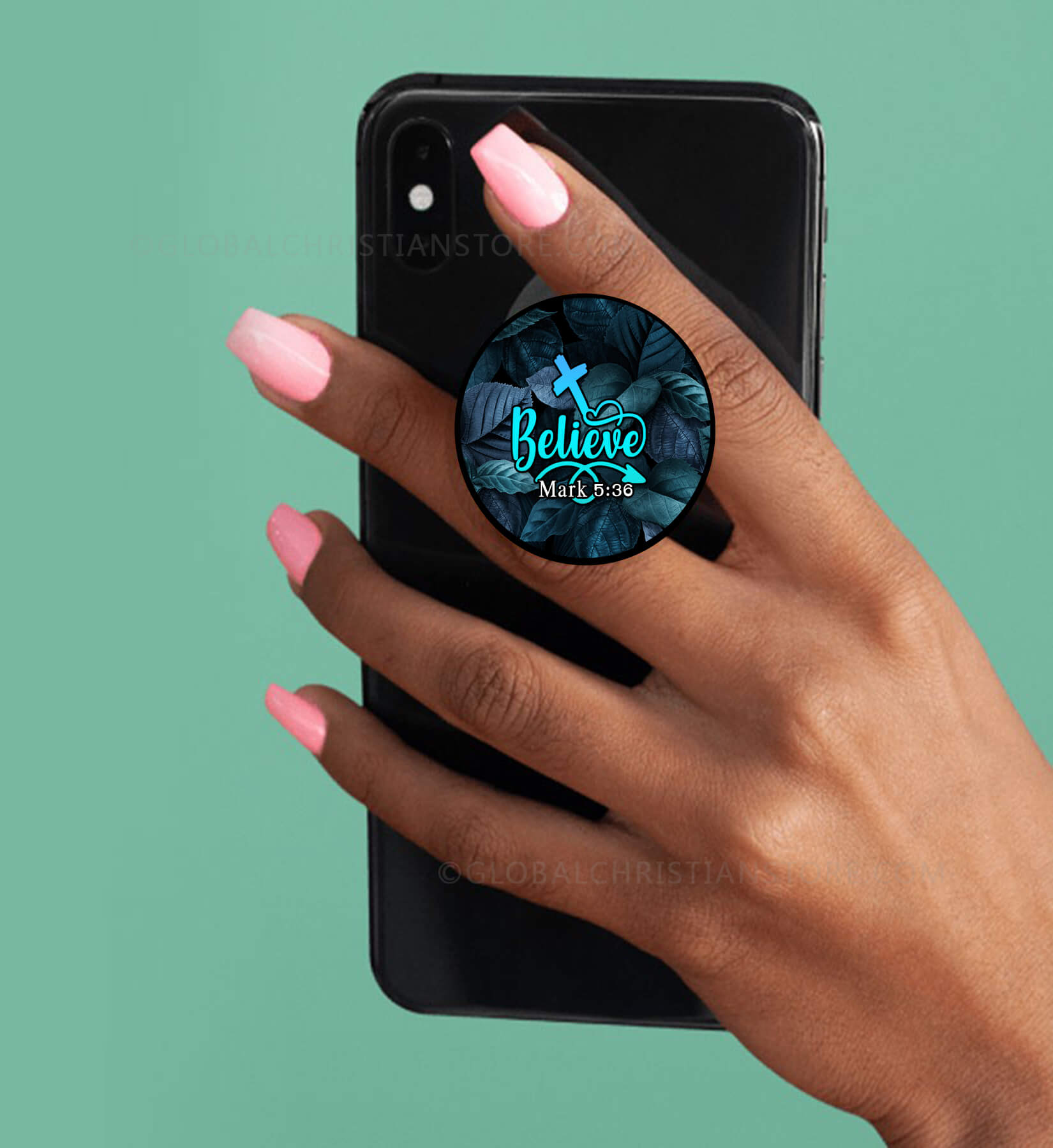 Believe Mark 5 verse 36 Christian Mobile Popsocket