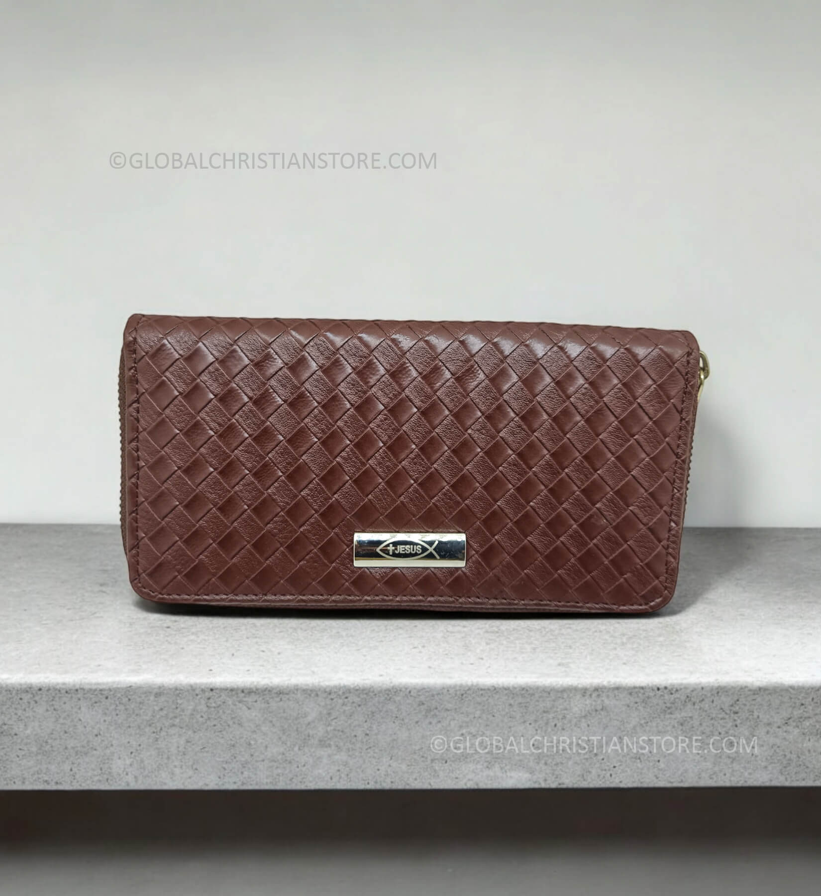 Brown Ladies wallet with Engraved as Jesus Brown Ladies wallet with Engraved as Jesus