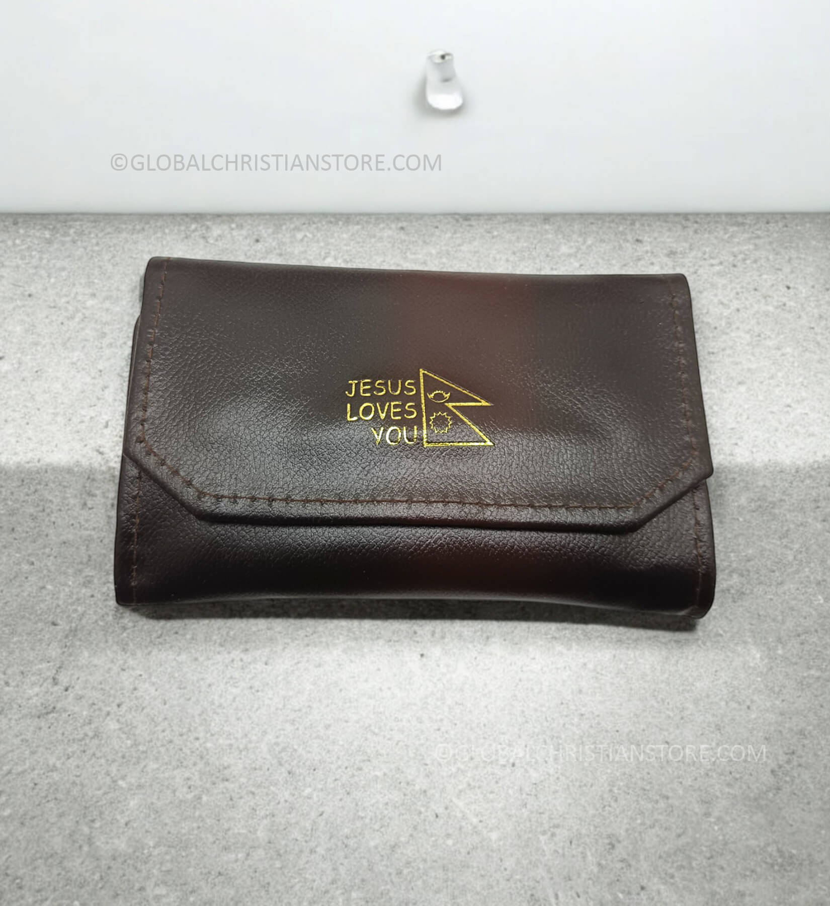 Brown and Black mixed color Ladies wallet with words Jesus Loves You Brown and Black mixed color Ladies wallet with words Jesus Loves You