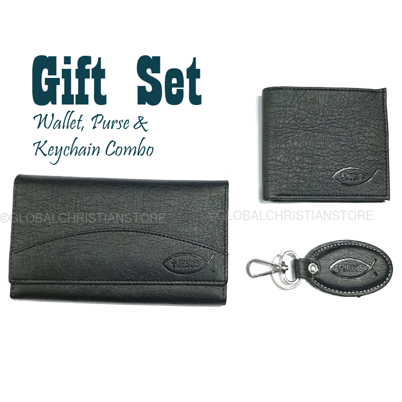 Gift Set - Wallet Purse and Keychain Combo Black Gift Set - Wallet Purse and Keychain Combo Black