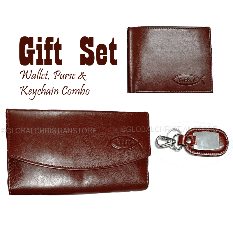 Gift Set - Wallet Purse and Keychain Combo Brown Gift Set - Wallet Purse and Keychain Combo Brown