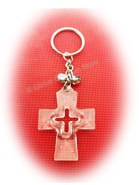 Cross with Inner Cut Acrylic Christain Keychain