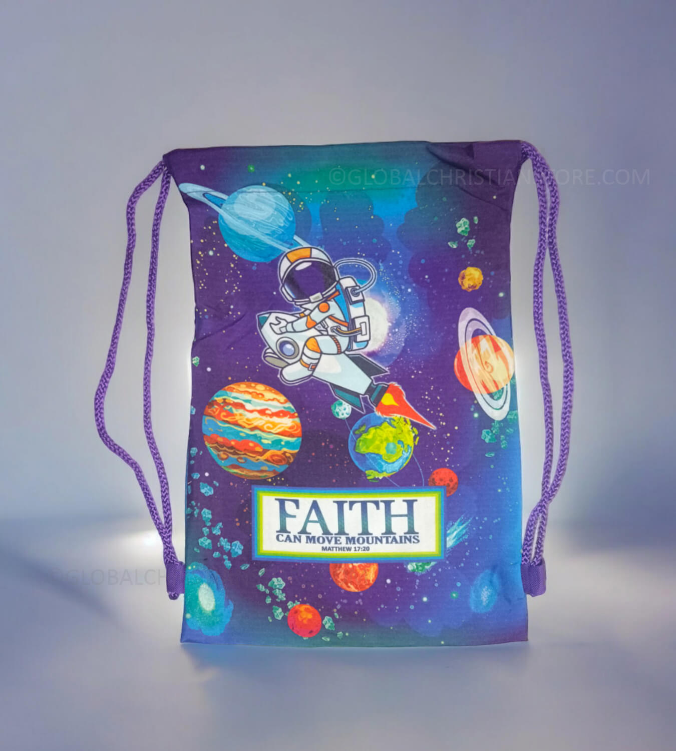 Faith can move mountains Matthew 17 verse 20 Christian Kids Rope Bag