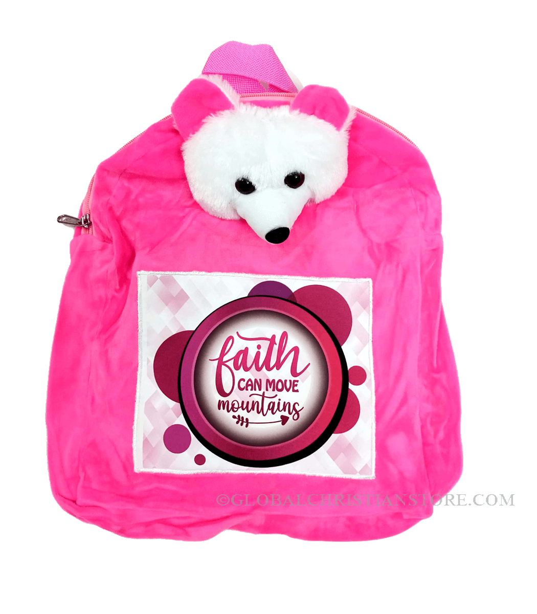 Faith can move mountains pink christian kids teddy bag Faith can move mountains pink christian kids teddy bag