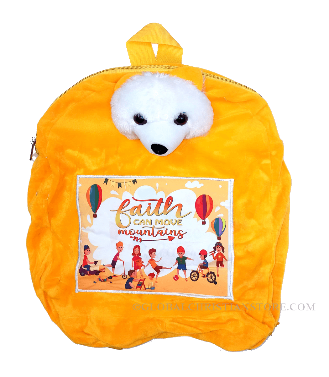 Faith can move mountains yellow christian kids teddy bag Faith can move mountains yellow christian kids teddy bag