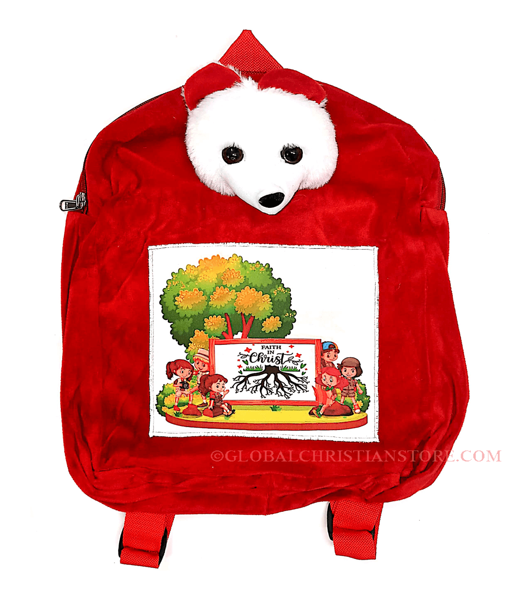 Faith in Christ red christian teddy bag for kids