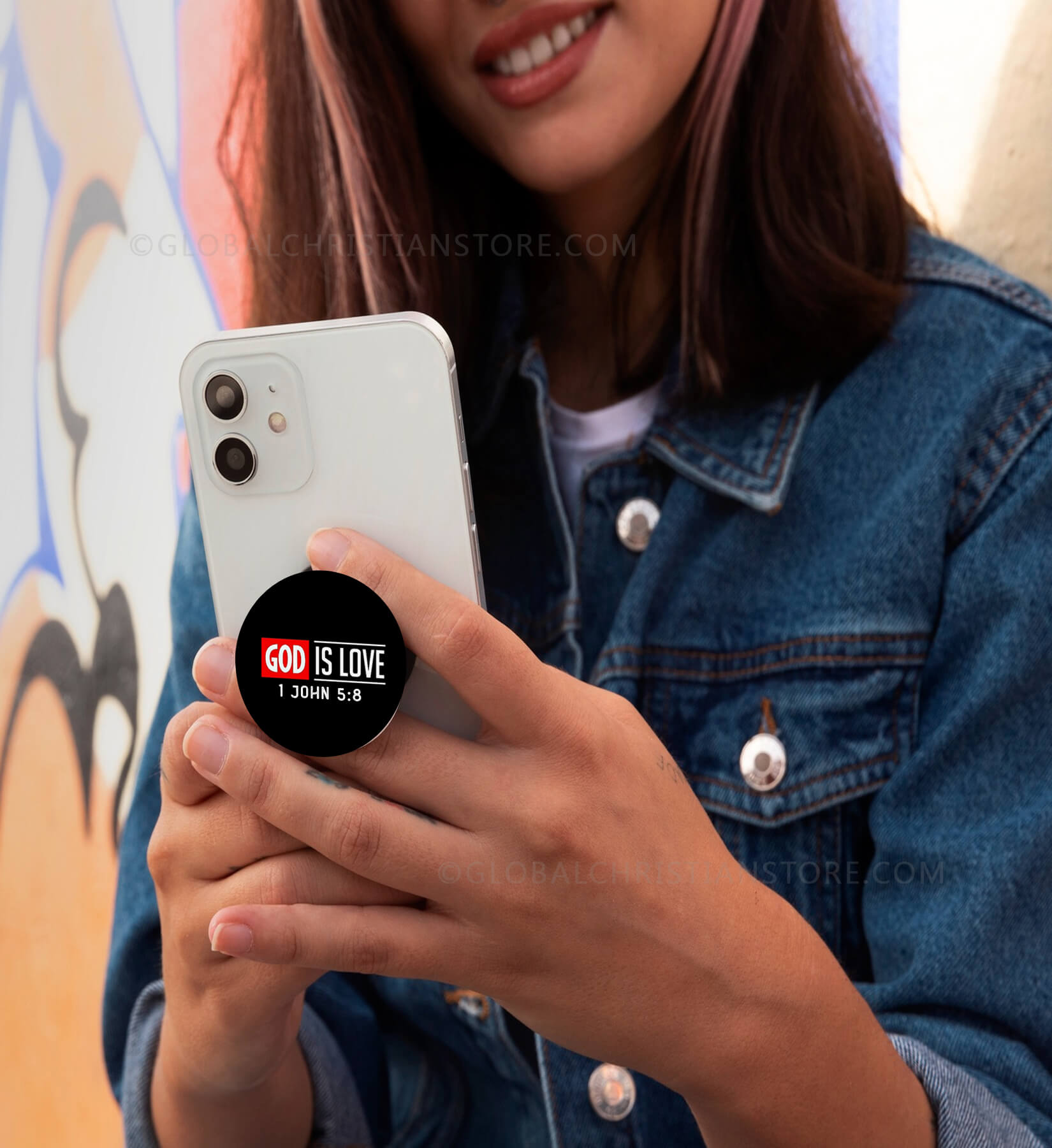God is Love 1 John 5 verse 8 Mobile Popsocket with Bible verse
