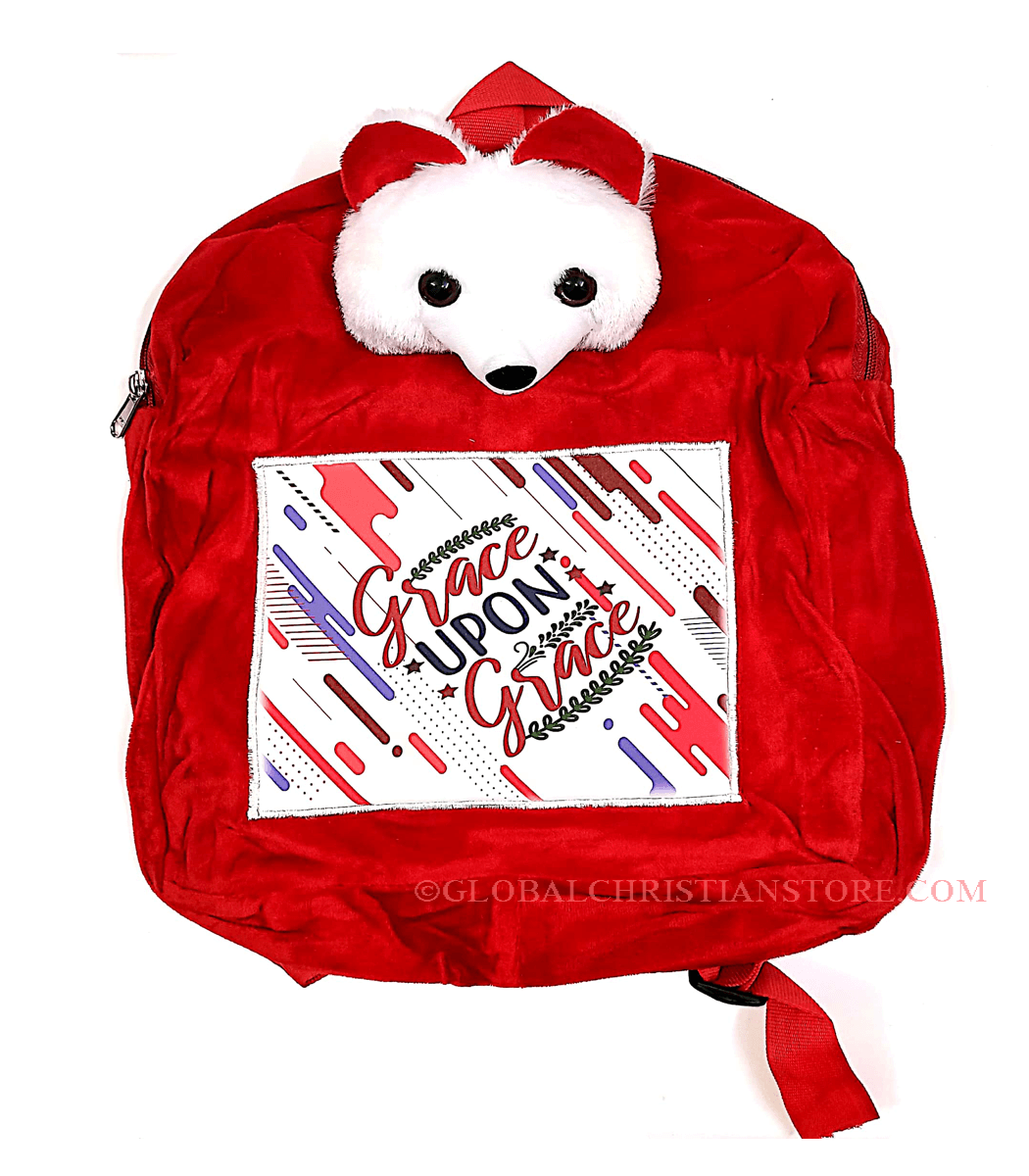 Grace upon Grace christian teddy bag for kids red color