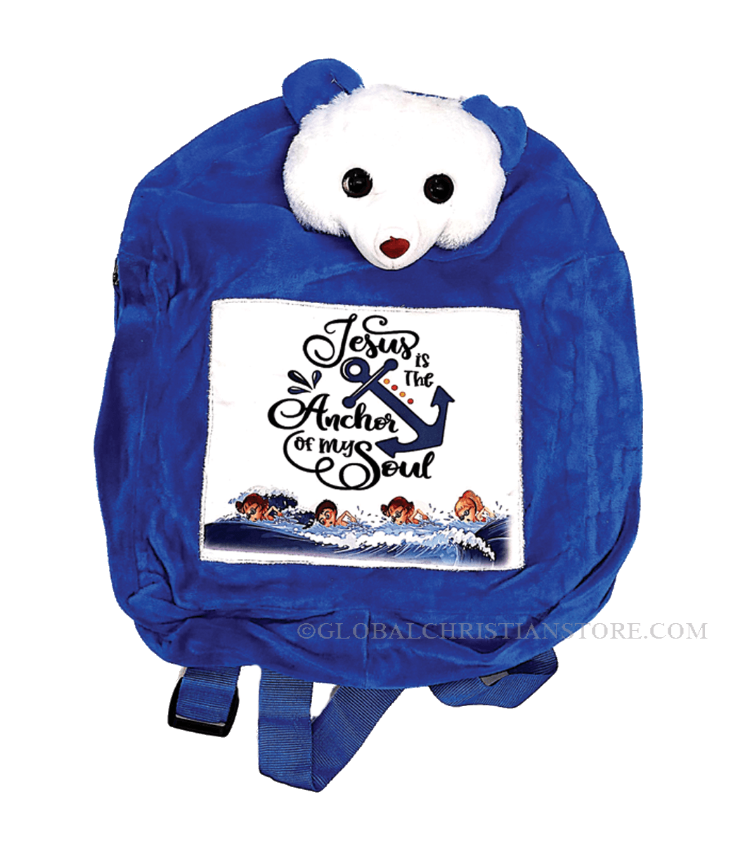 Jesus is the Anchor of my Soul Skyblue christian kids teddy bag