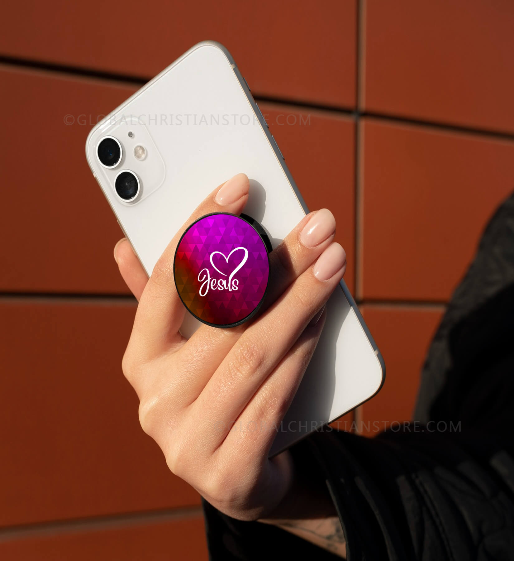 Jesus Loves Bible verse printed mobile popsocket