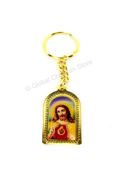 Metal Keychain with Jesus Image