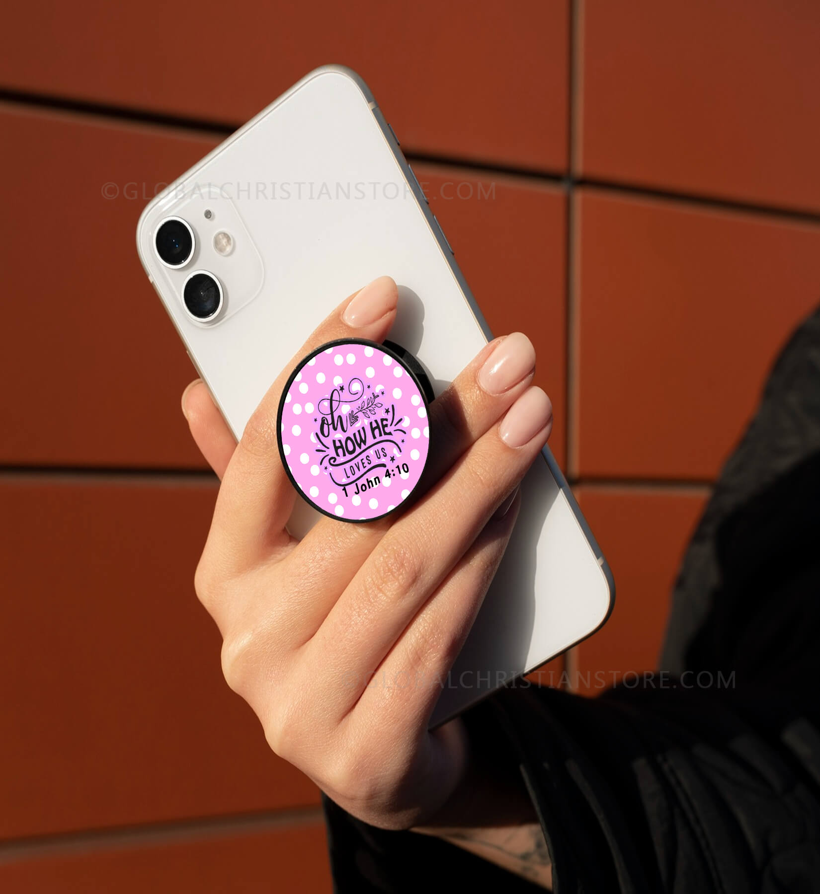 Oh How He loves us 1 John 4 verse 10 Bible verse printed mobile popsocket