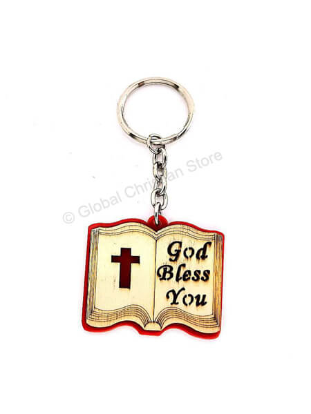 Open Bible God Bless you Christian Bible Keychain