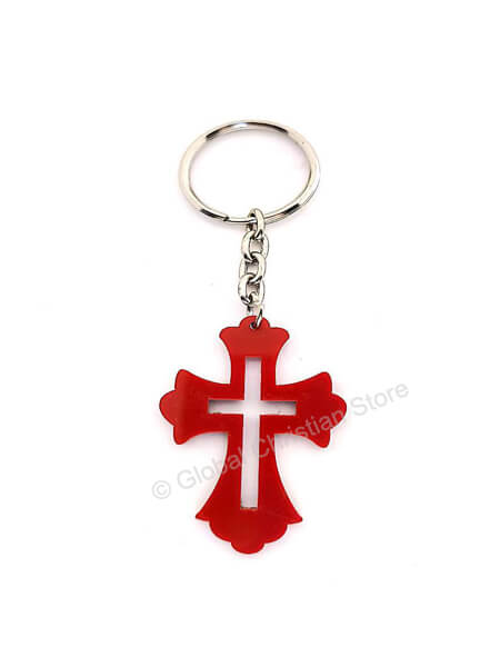 Plastic Cross Christian Keychain with Inner 3D Cut Small