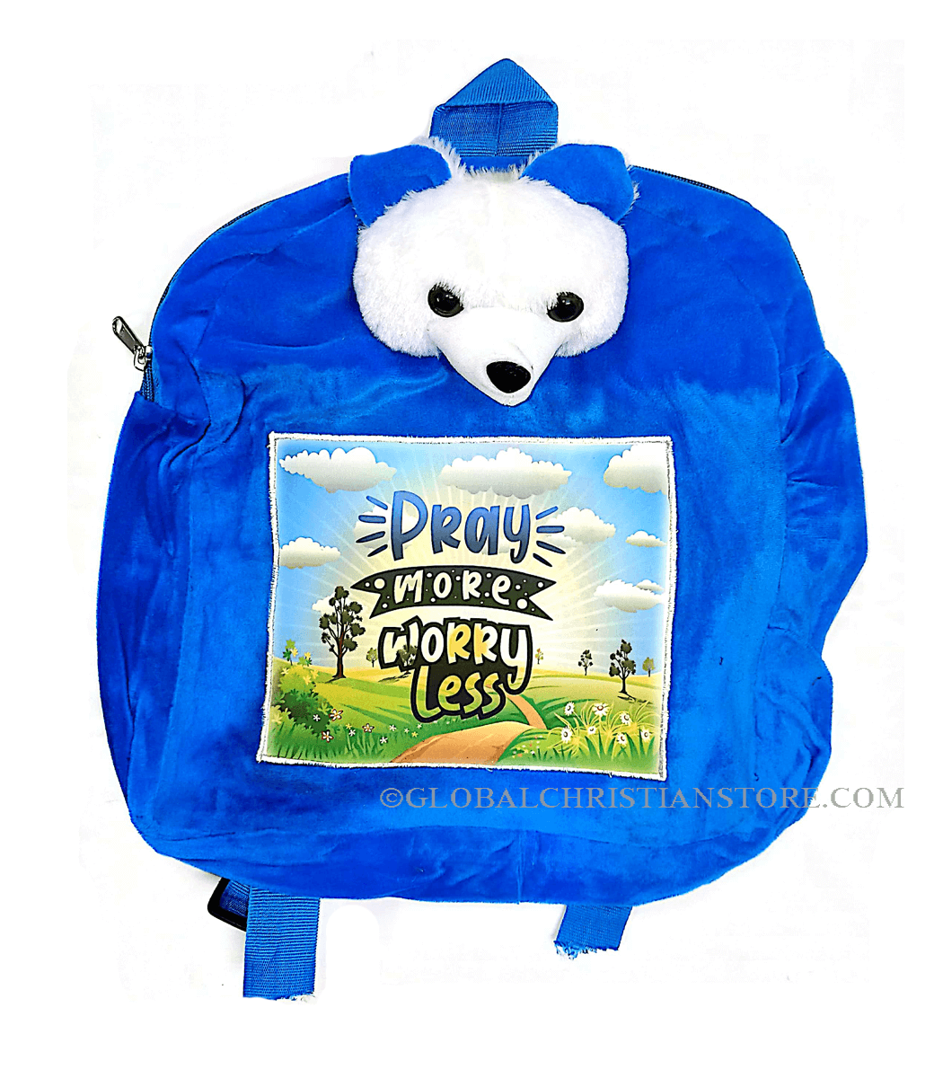 Pray more worry less Skyblue kids teddy christian bag