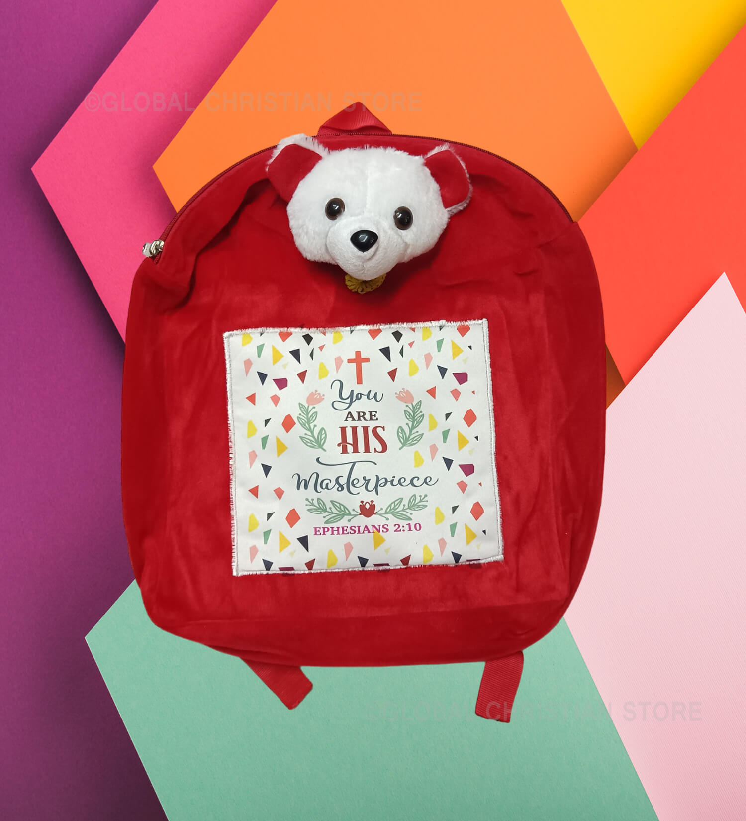 Red Color You are His Masterpiece Ephesians 2 verse 10 Christian Kids bag