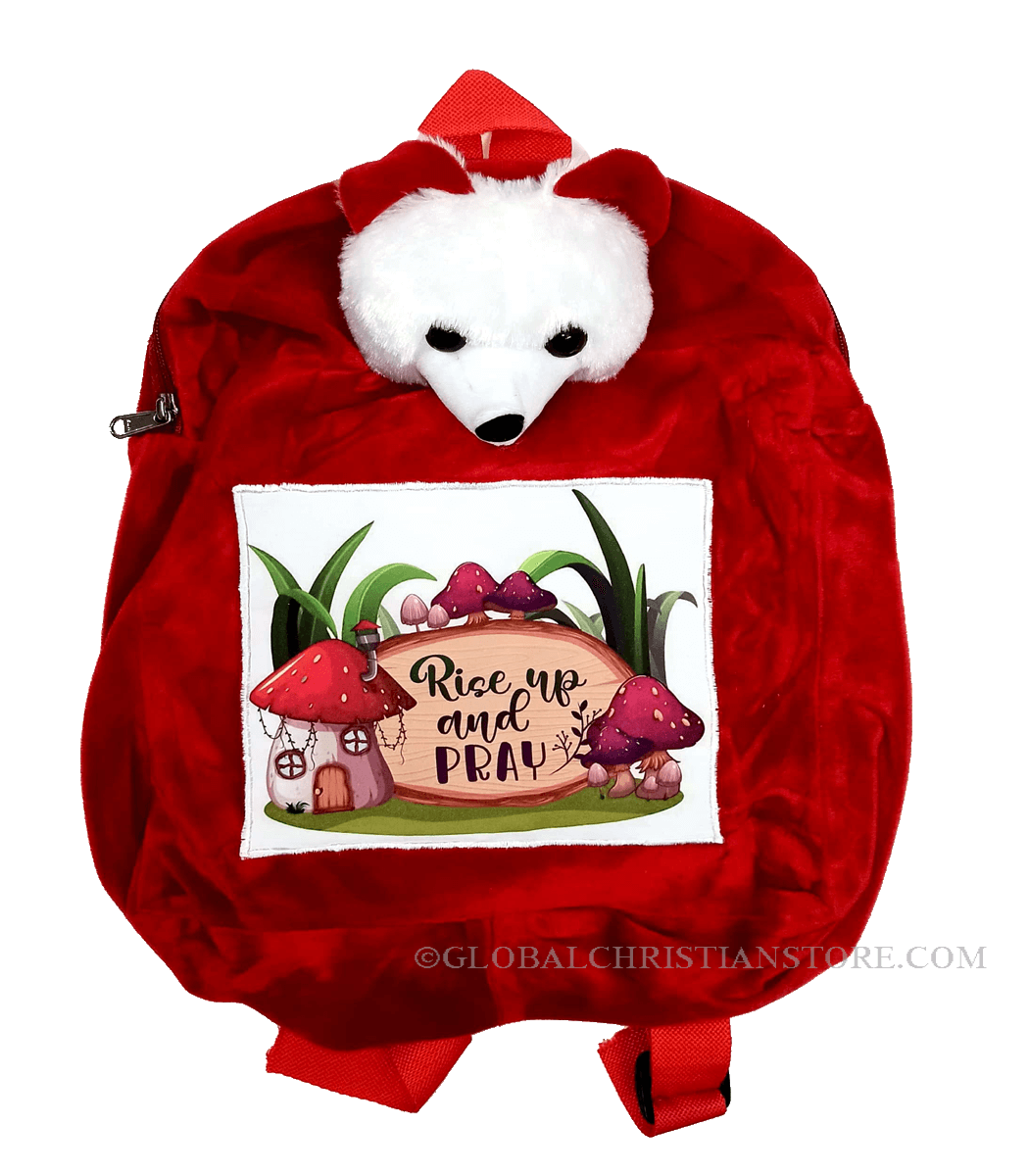 Rise up and Pray red color teddy bag for christian kids Rise up and Pray red color teddy bag for christian kids