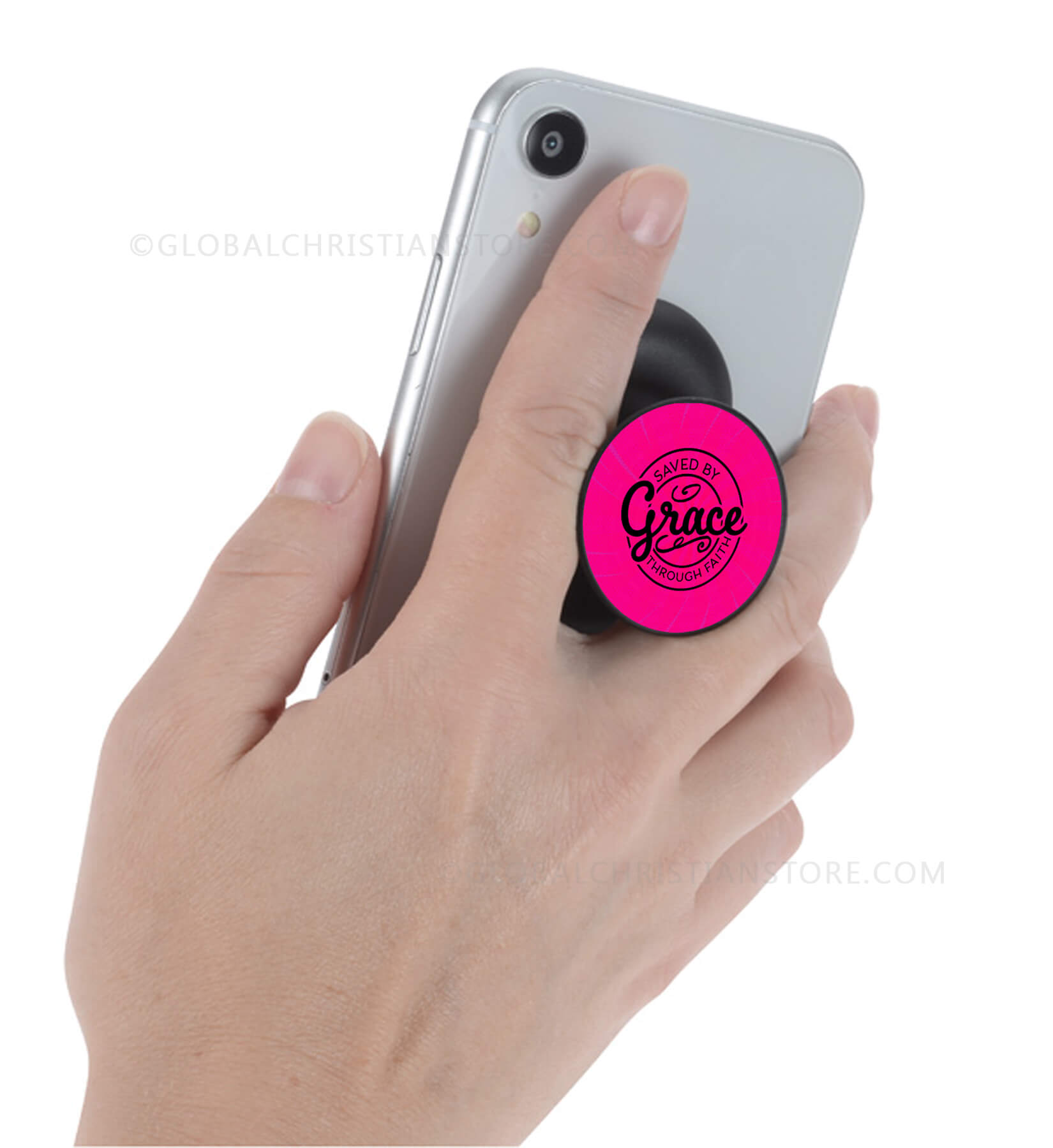 Saved by Grace through Faith Bible verse printed mobile popsocket