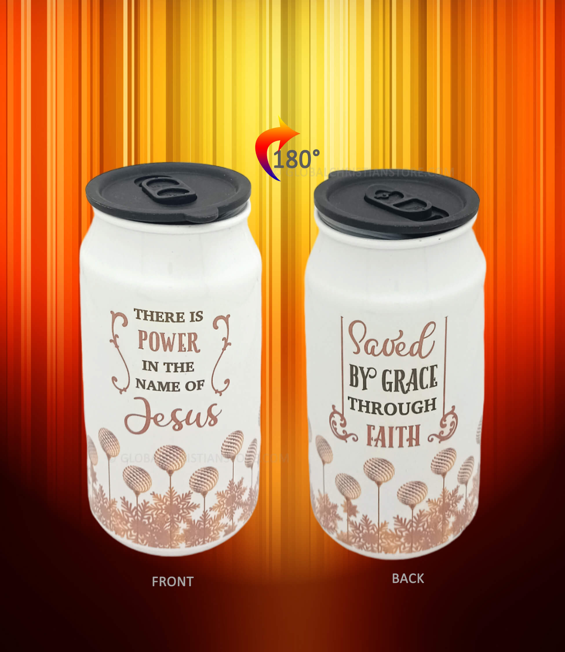 There is power in the name of Jesus and Saved by Grace through Faith Bible verse can bottle