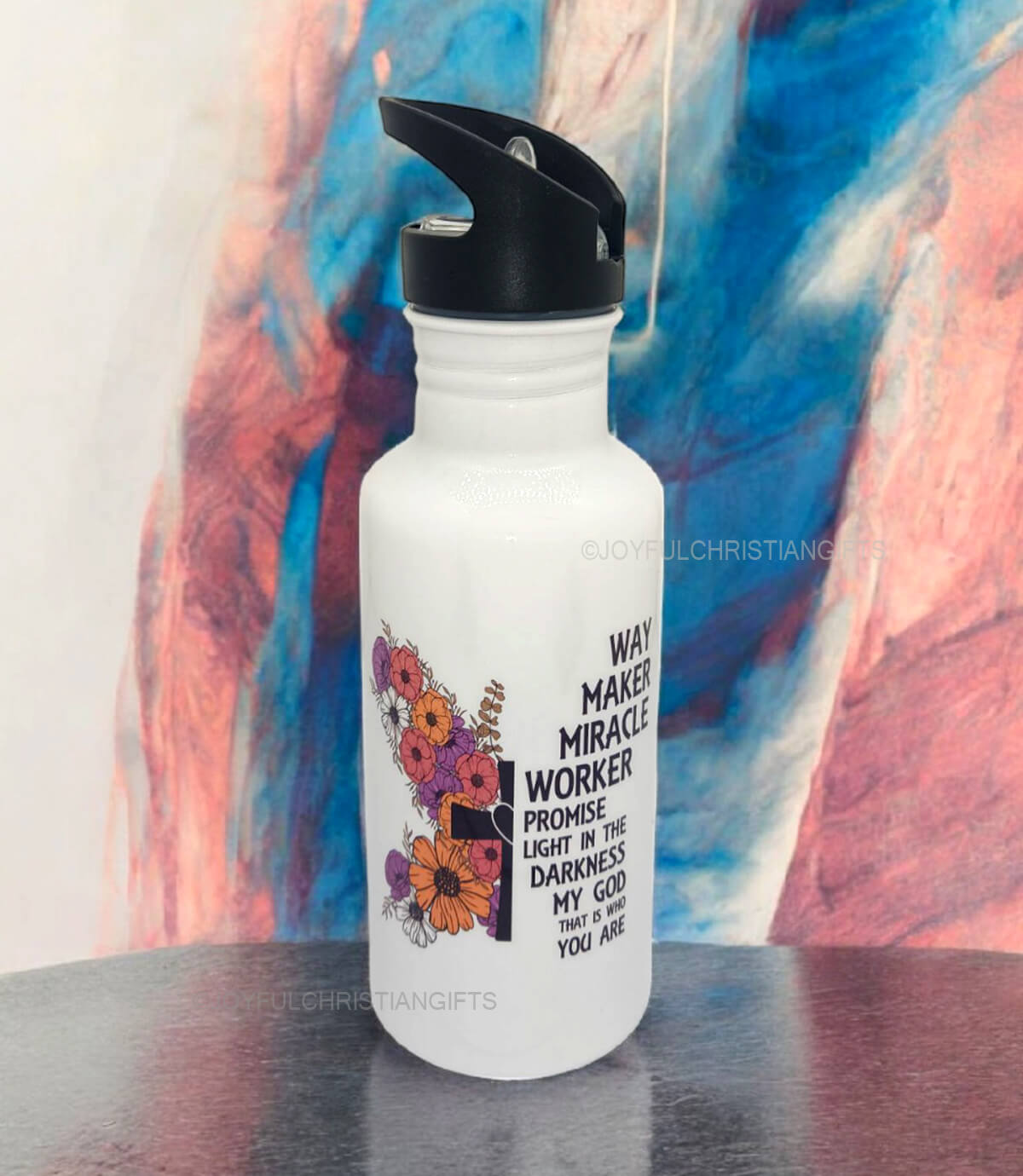 WayMaker Miracle worker Promise keeper and Be Still and Know that I am God Psalms 46 10 Kids Nozzle Bottle with Straw
