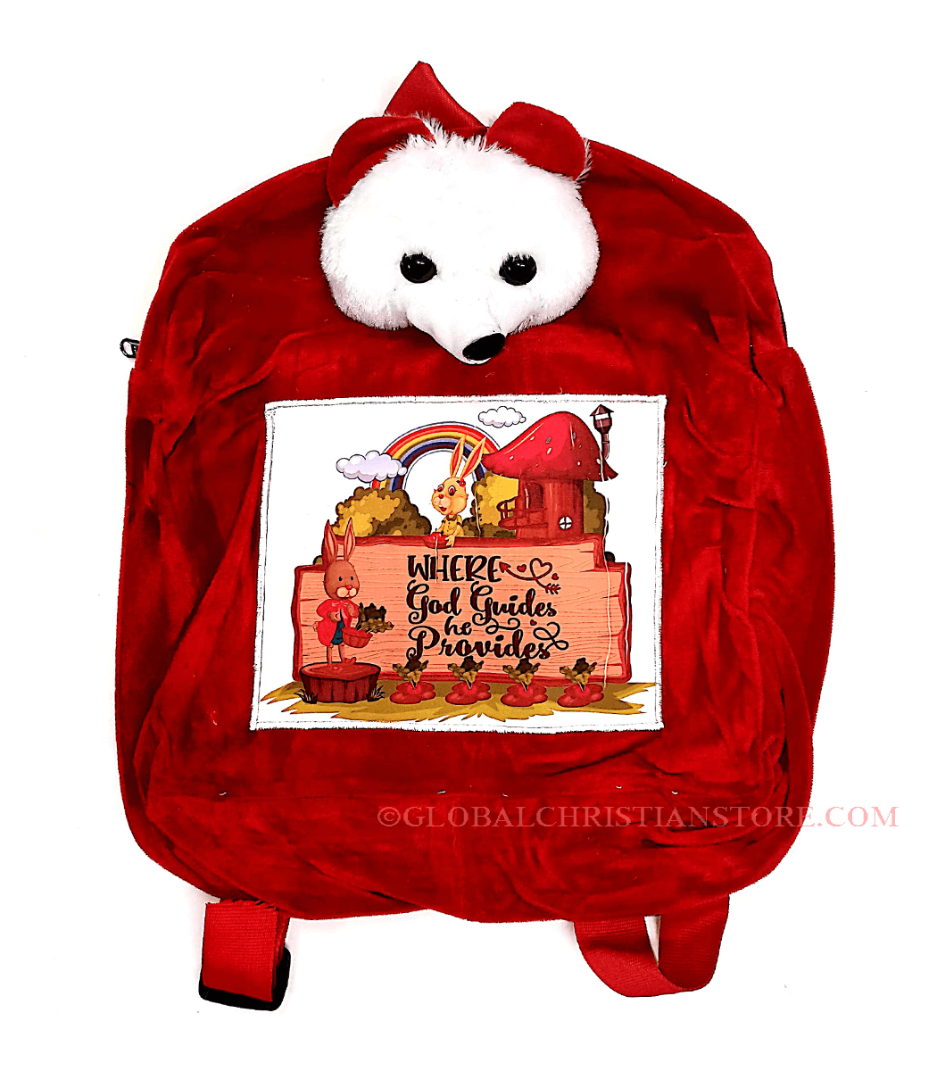 Where God guides he provides christian kids bag with teddy