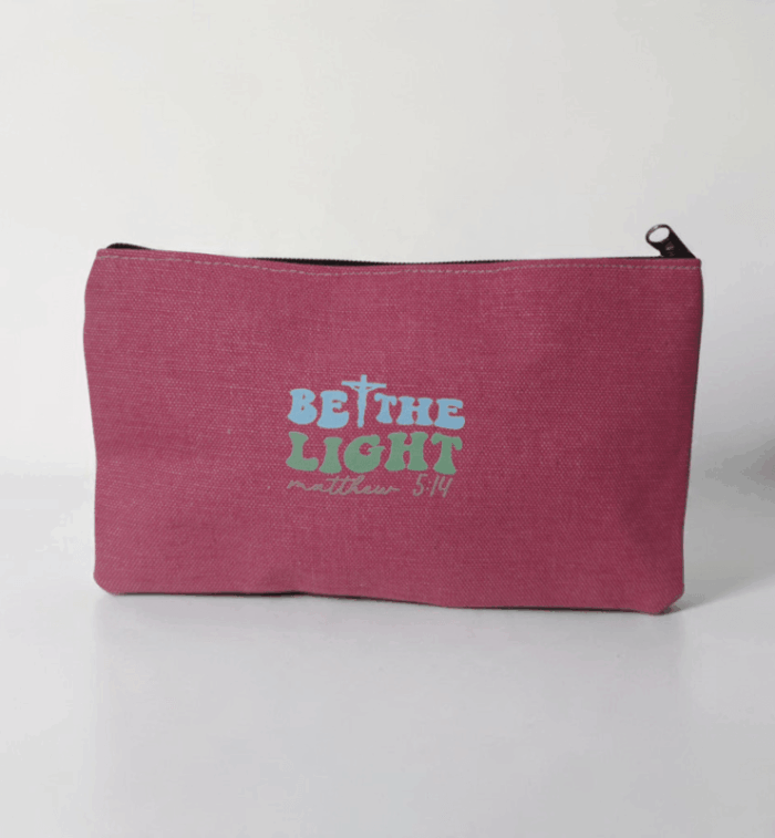 Christian Cotton Pink Color Purse With Bible Verse Be The Light