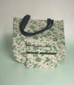 His Faithful Love Endures Forever Green Flower Design Bag And Purse Combo With Bible Verse - Image 5