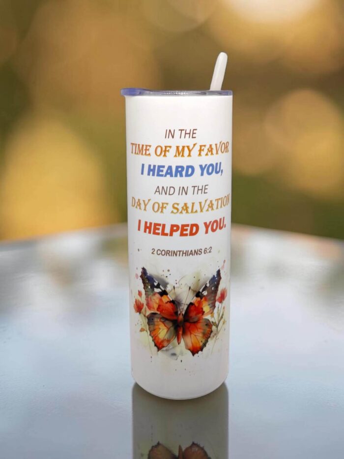 God Will Wipe Away Every Tear From Their Eyes and In The Time Of My Favor I Heard You And In The Day Of Salvation I Helped You Premium Tumbler With Bible Verse - Image 2