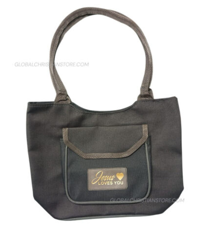 Jesus Loves You Grey Color Ladies Handbag With Bible Verse