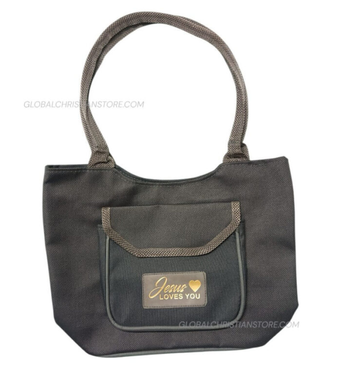 Jesus Loves You Grey Color Ladies Handbag With Bible Verse