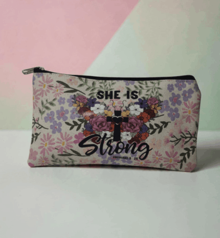 She Is Strong Cotton Purse With Bible Verse