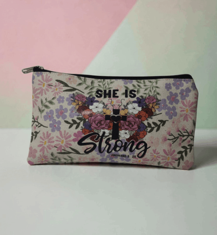 She Is Strong Cotton Purse With Bible Verse She Is Strong Cotton Purse With Bible Verse