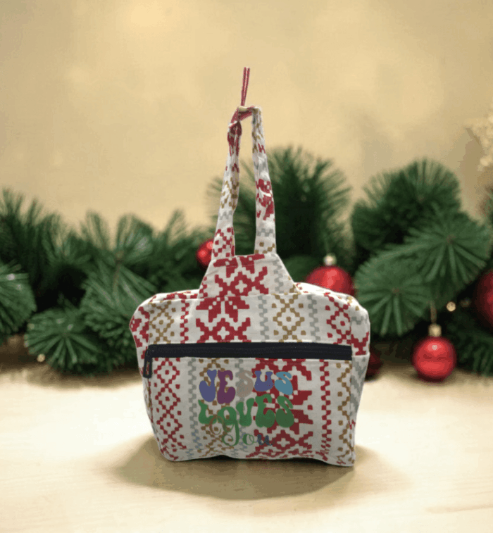 Small Cotton Handbag With Bible Verse Jesus Loves You