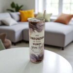 The Unfolding Of Your Words Gives Light and We Are More Than A Conquerors Through Him Who Loved Us Premium Tumbler With Bible Verse